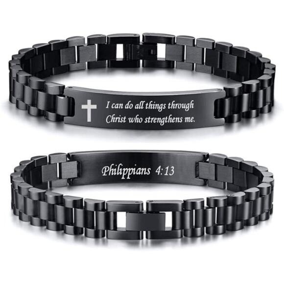Personalized Christian Bracelet Inspirational Bible Verse Quote Wristband Gift W - Picture 7 of 7